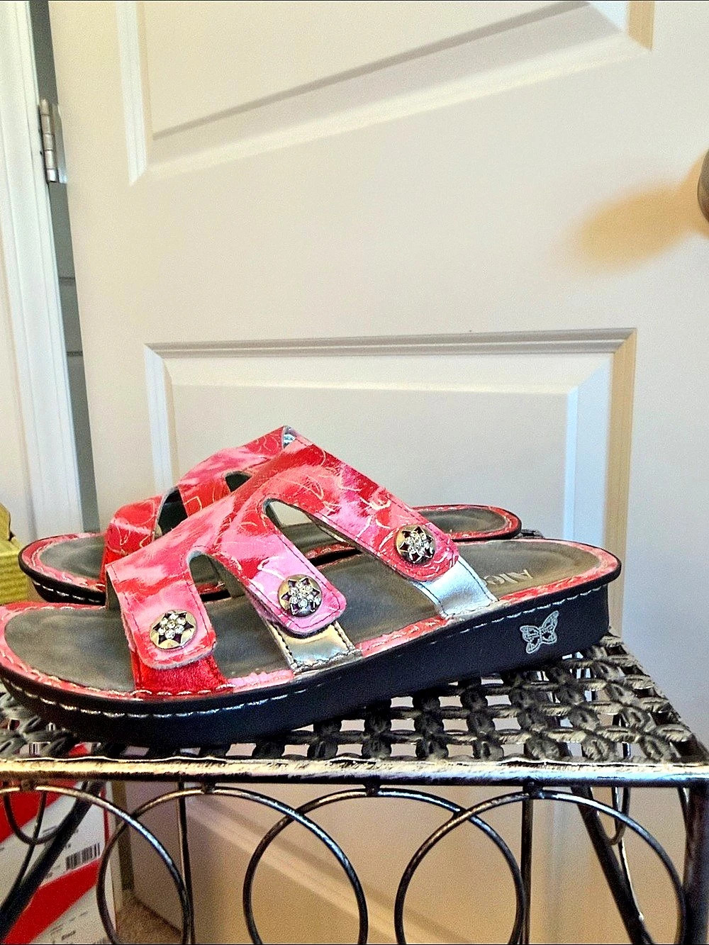 Alegria Floral  Studded Sandals Venice Artisan Red 38